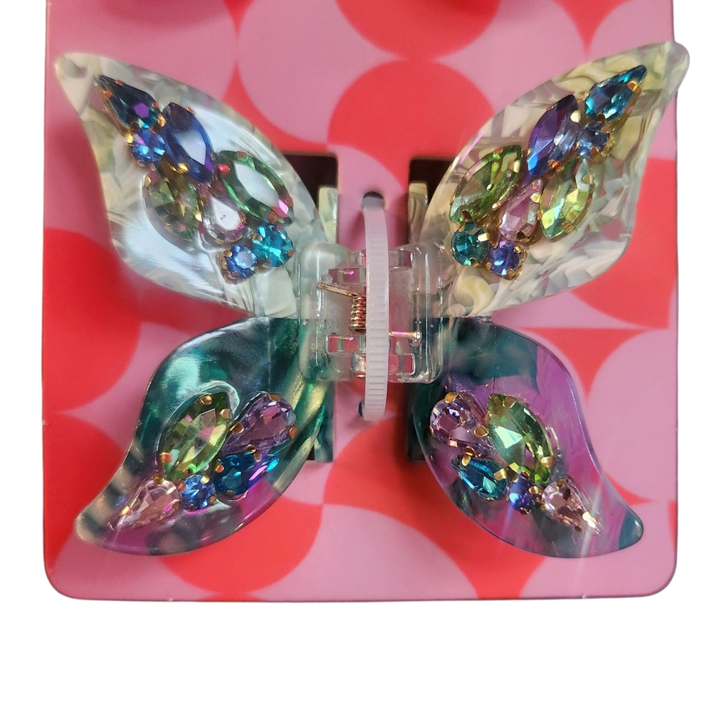 Piper K Rhinestone Butterfly Hair Clips Set - Picture 3 of 5